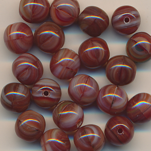 Glasperlen rot-braun marmor, Inhalt 21 Stück, Größe 8 mm, Kugeln