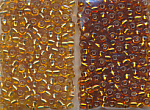 Rocailles Ton in Ton, gold-braun Silberblatt, Inhalt 16 g, Größe 6/0