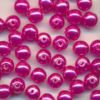 Wachsperlen-Glasperlen, pink-rosa, Groesse-6-mm,...