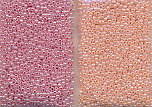 Rocailles Ton in Ton, pastell rosa, Inhalt 16 g, Größe 11/0