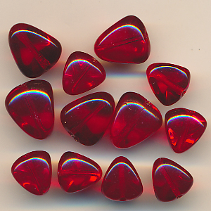 Glasperlen rubin-rot, Inhalt 12 Stück, Größe 11 - 14 mm, Mix