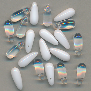 Glasperlen Mix weiß kristall, Inhalt 20 Stück, Größe 12 x 5 mm, Tropfen