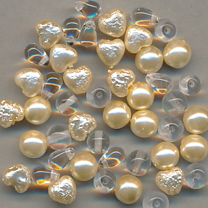 Wachsperlen perlmutt kristall, Inhalt 40 Stück, Größe 6 mm, Mix