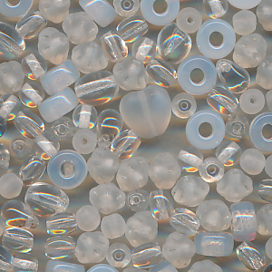 Glasperlen Mix kristall matt soft-weiß, Inhalt 50 Stück, Größe 4 - 7 mm