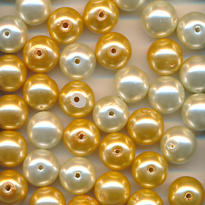 Wachsperlen Mix perlmutt gold, Inhalt 20 Stück, Größe 10 mm, Glas, böhmisch