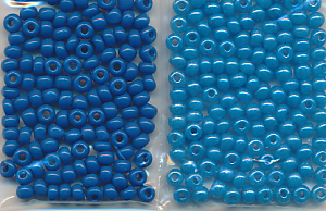 Rocailles Ton in Ton, blau, Inhalt 16 g, Größe 6/0