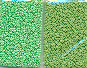 Rocailles Ton in Ton, grün, Inhalt 16 g, Größe 10/0