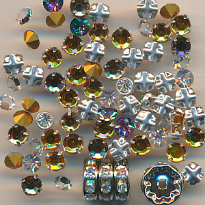 Strass Kristallglas Mix, Inhalt 50 Stück, Größe 4 - 10 mm, böhmisch
