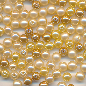 Wachsperlen perlmutt pastell gold, Inhalt 100 Stück, Größe 4 mm, Glas böhmisch, Mix
