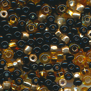 Rocailles Mini-Mix gold schwarz, Inhalt 17 g, Größe 11/0 - 10/0
