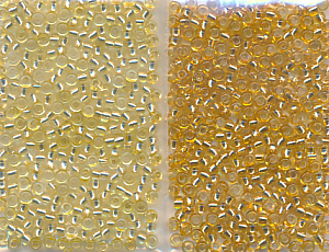 Rocailles Ton in Ton, gold Silberblatt, Inhalt 16 g, Größe 8/0