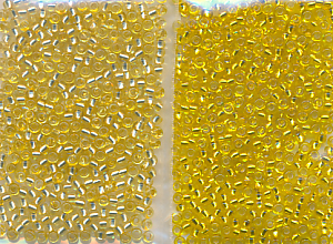 Rocailles Ton in Ton, gold Silberblatt, Inhalt 16 g, Größe 9/0